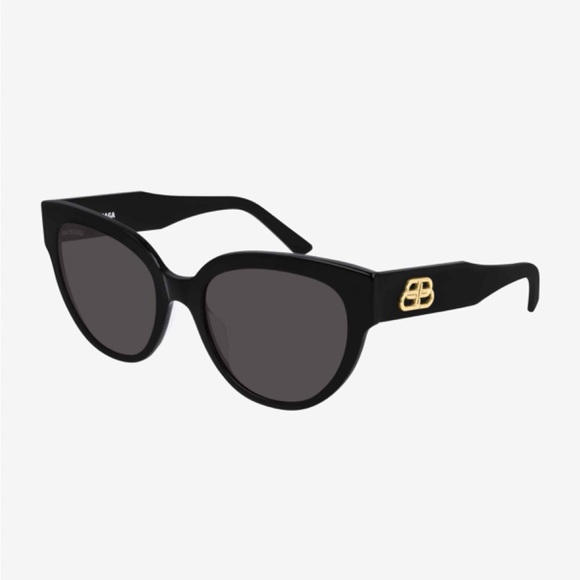 BALENCIAGA BLACK ACETATE CAT EYE UNISEX SUNGLASSES BB0050S - Picture 4 of 5